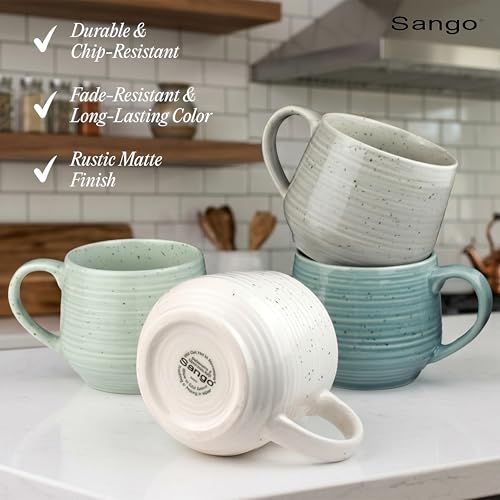 Siterra Artist's Blend 17 oz. Stoneware Mug Set (Aqua Blend / Mug Set)
