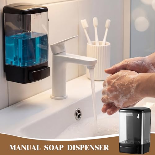 6 Pcs Wall Mounted Soap Dispenser (Black and Clear / 33.8 oz 1000 ml)