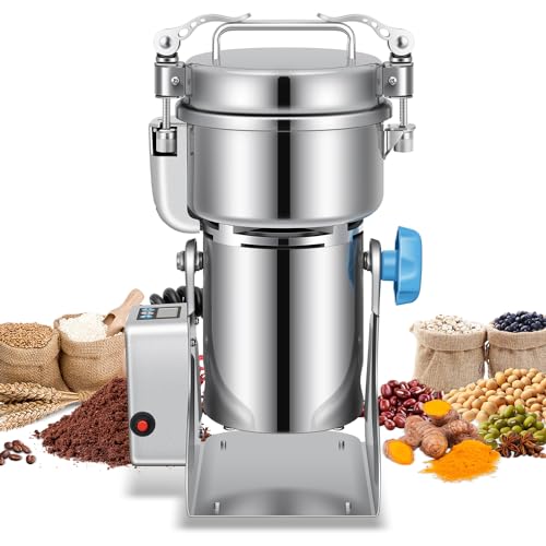 Grain Mill 500g Commercial Spice Grinders Electric 1500W Stainless Steel Pulverizer Dry Grinder for Grinding Wheat (500G)