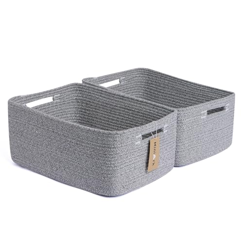 Large Storage Baskets for Shelves (2pcs-L17×W13×H7.5" / Mixed Grey)