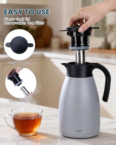74oz Large Thermal Coffee Carafe with Infuser (Gray / 74.4 Ounces)