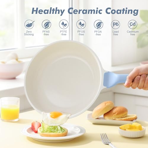Nonstick Ceramic Frying Pan 12.5 (12.5 Inch / Glacier Blue)