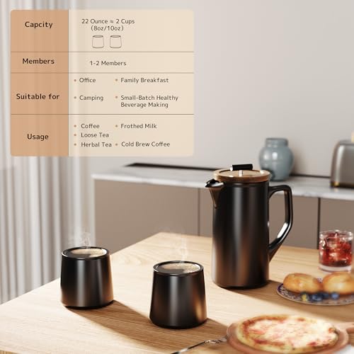 Ceramic French Press 22oz (Black)