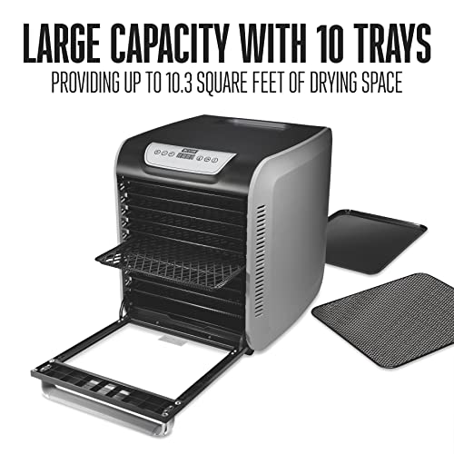 Food Dehydrator Machine for Jerky (Precision Digital Temperature Control (90-160F) / 10 Stackable Trays, Gray)