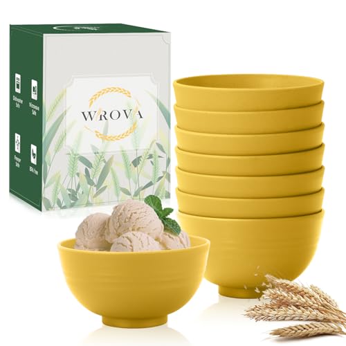 wheat straw icecream bowls 10oz set of 8 (10 oz / Yellow)