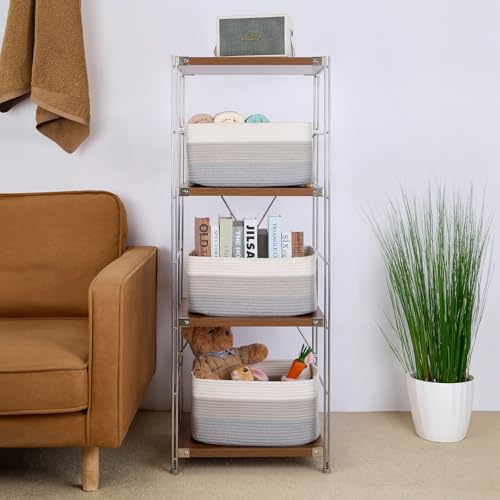 Large Storage Baskets for Shelves (2pcs-L17×W13×H7.5" / Gradient Grey)