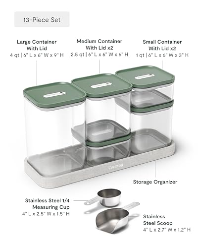 13 Piece Glass Airtight Food Storage Containers with Lids (Sage / 13-Piece Set)
