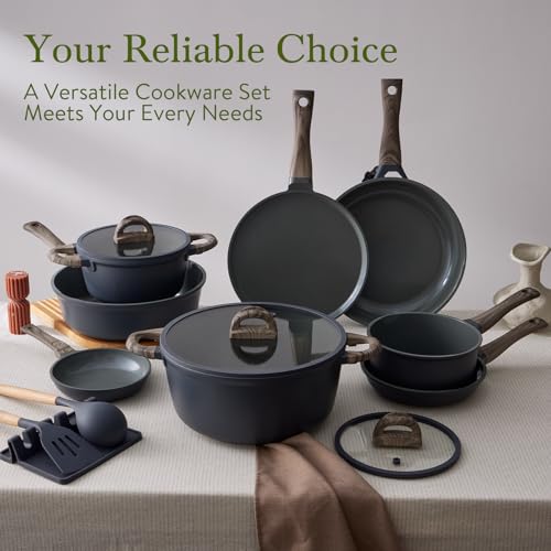 22 Piece Ceramic Cookware Set (Ash Gray)