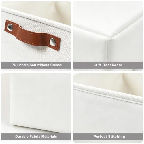 Large Fabric Storage Baskets (Full Off-White / Extra Large -17"x12"x15")