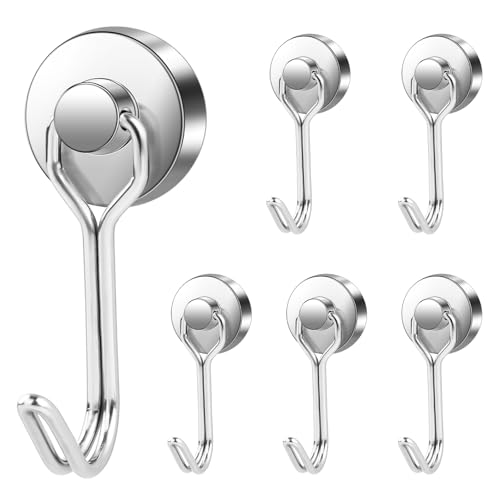 Magnetic Hooks Magnet Hook for Cruise Cabins Fridge 40LBS 6Pack (Silver / 0.79in)