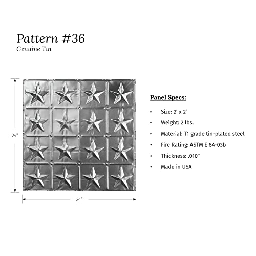 Tin Backsplash [5 (Pattern #36 Americana Star / Brushed Satin Nickel)
