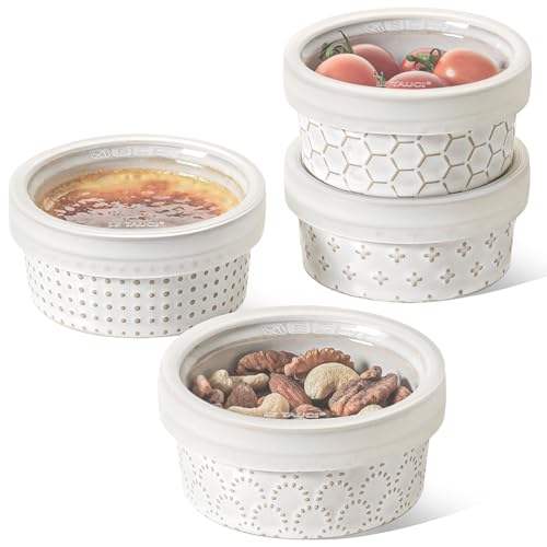 Ramekins Oven Safe with Lids (4 oz)