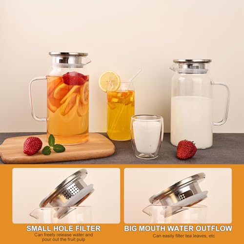 Set of 2 Glass Pitcher with Lid (1500ml)