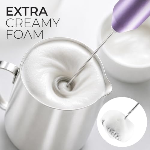 Powerful Milk Frother AA Batteries Included (Perfect Black / Compact Frother + Batteries)