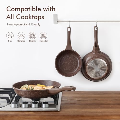 Nonstick Frying Pan Skillet (11 Inch / Toffee Brown)