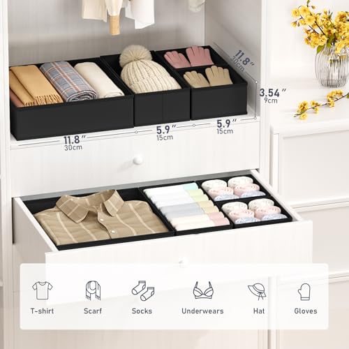 Drawer Organizer Clothes Storage (Black / 28 Pack)