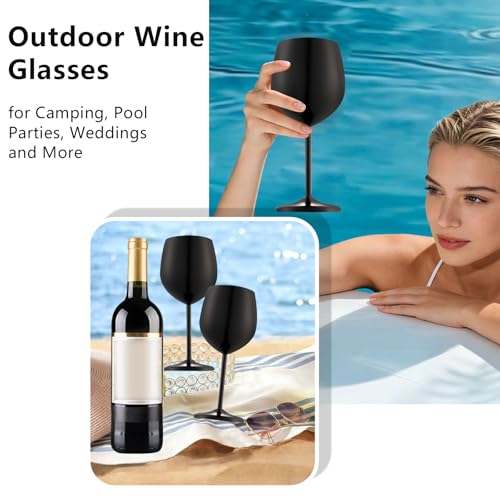 Unbreakable Stainless Steel Wine Glasses Set of 4 (2 Count)