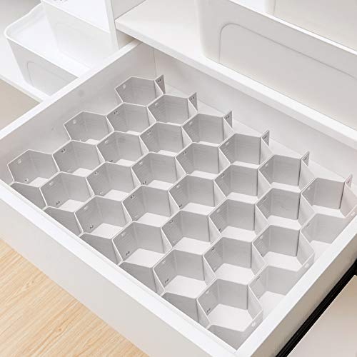 Drawer Divider Organizer DIY Plastic Grid Honeycomb Drawer Divider Gray 2 Pack (Gray(2pack))
