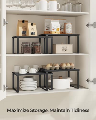 Cabinet Organizer Shelf (Ink Black + Ebony Black / 2*S (5.4"H) + 2*S (6.2"H))