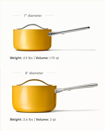 Non Stick Ceramic Sauce Pans with Lids (Marigold / 3 Qt & 1.75 Qt)