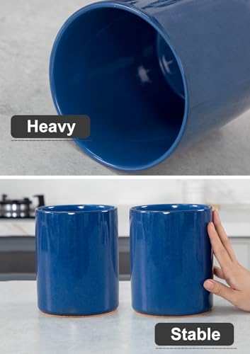 Ceramic Kitchen Utensil Holder for Countertop (Royal Blue)