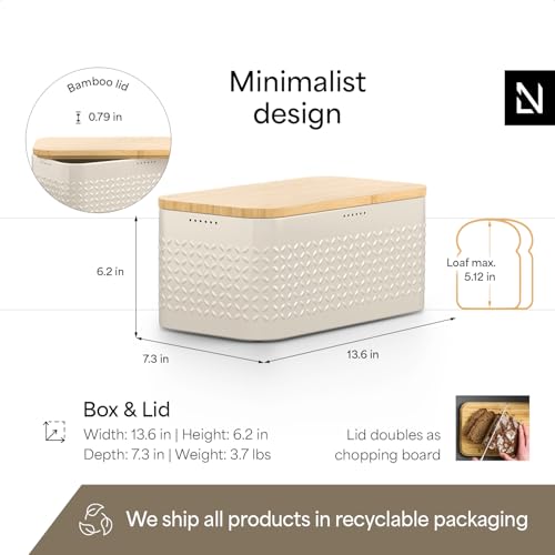 Bread Box for Kitchen Countertop (Cream Beige)
