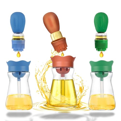 Oil Dispenser Bottle with Silicone Brush (Orange, Blue, Green)