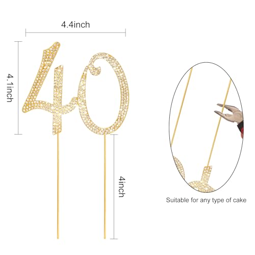 Gold Cake Topper 40th Birthday Decorations Women 40th Birthday Cake Topper (40)