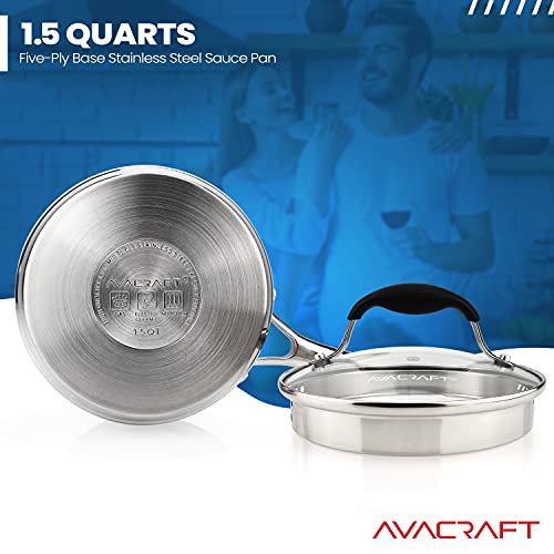 1.5 Quart Stainless Steel Saucepan with Glass Strainer Lid