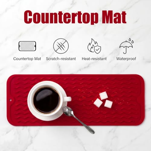 Silicone Dish Drying Mat for Multiple Usage (Red / 17"L x 6"W)