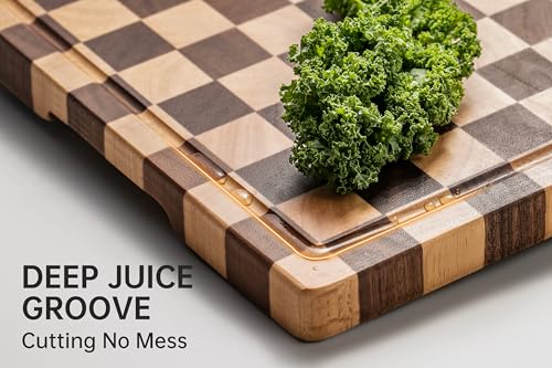 Cutting Boards for Kitchen (Wood Checkered / 16"L x 11"W)