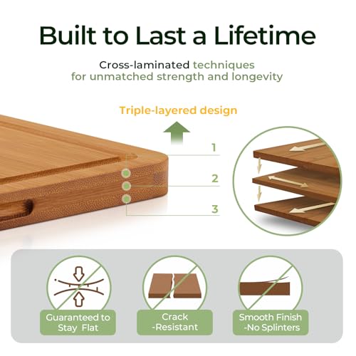 Charcuterie Board Carbonized Bamboo XL With Built (One Piece 18" / Carbonized Bamboo (Brown))