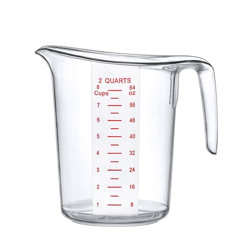 Melissa - 64-Ounce Plastic Measuring Pitcher (1-Pack), 8-Cup (2-Quart) Food-Grade Measuring Jug, Unbreakable, Stackable, Dishwasher-Safe, Great for Oil, Vinegar, Flour, and More