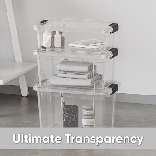 26.5 Quart Clear Plastic Storage Boxes with Lids (26 Quart)