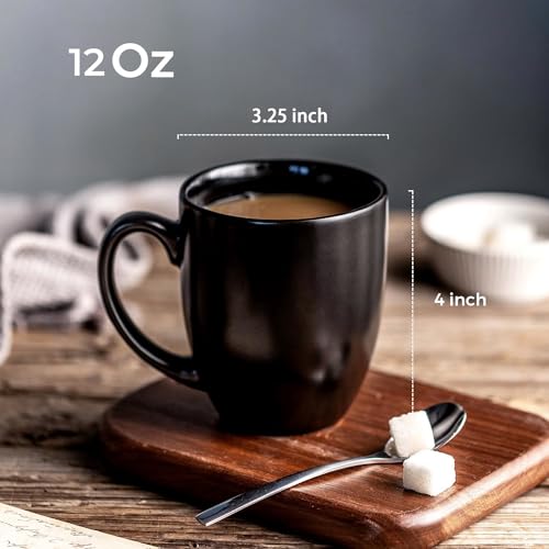 16 oz Coffee Mugs Set of 6 (Matte Black)