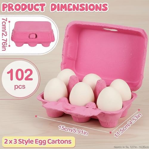 102 Pieces Colored Paper Pulp Egg Cartons Bulk 2 x 3 Colorful Style Vintage Blank Egg Cartons Bulk for Fresh Duck Quail Storage Kitchen Family Farmhouse (2x3 / Colorful)