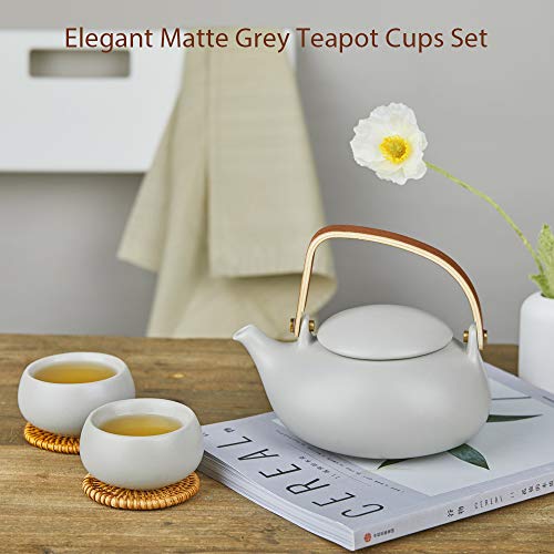 Ceramic Teapot with Infuser (02-Grey Teapot)