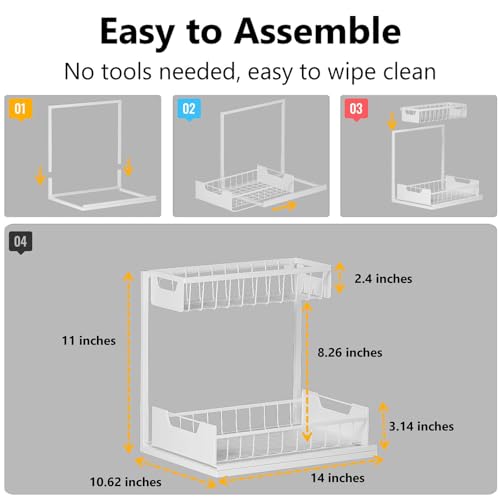 Under Kitchen Sink Organizers and Storage (White / 1 Pack)