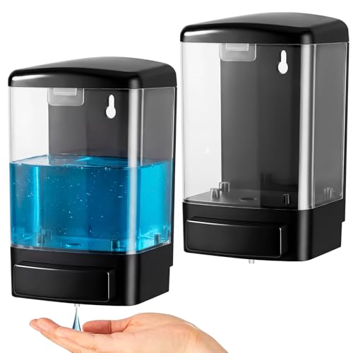 2 Pcs Wall Mounted Soap Dispenser (Black and Clear / 33.8 oz 1000 ml)