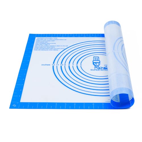 Nonstick Silicone Pastry Baking Mat Large with Measurements 16''By 20'' (Blue / 20"L x 16"W)
