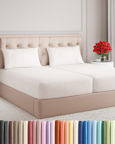 Split King Size 5 Piece Sheet Set (02 - Antique White / Split King Size)