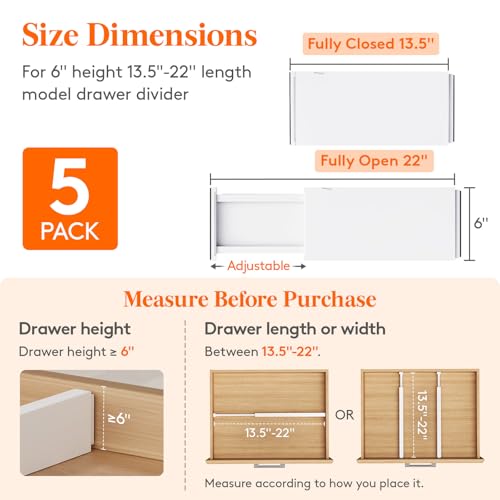 6" Tall Upgrade Drawer Dividers (6"H, 13.5-22"L)