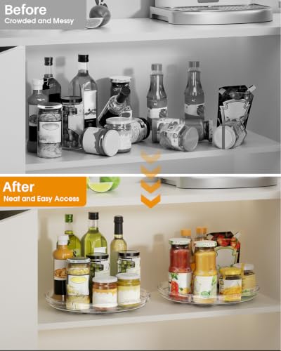 4 Pack Lazy Susan Organizer 9 inch Lazy Susan Turntable for Cabinet (Clear / 9 inch 4 pack)