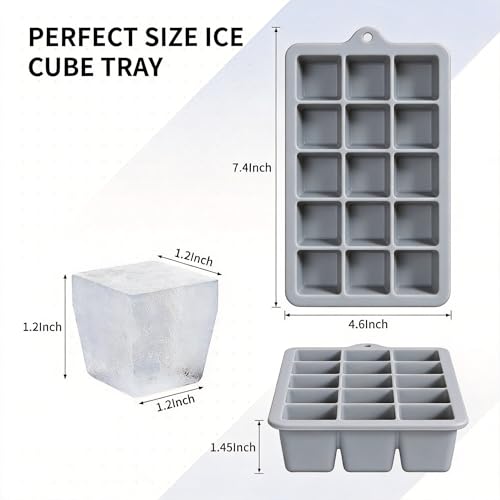 Silicone Ice Cube Tray 2 Pack (Ice Cube Tray 2 Pack / Gray+Gray)