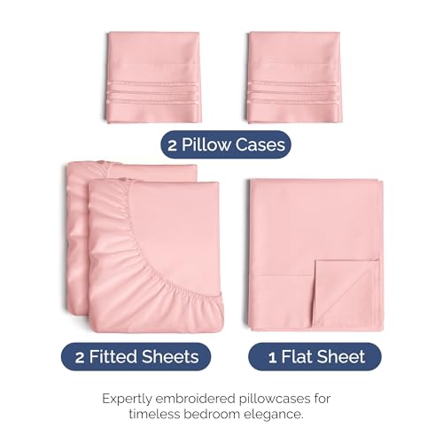 Split King Size 5 Piece Sheet Set (31 - Baby Pink / Split King Size)