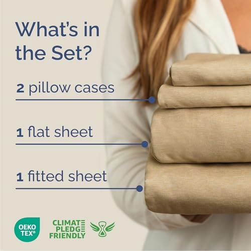 Cal King Size 4 Piece Sheet Set (37 - Heathered Tan / California King)