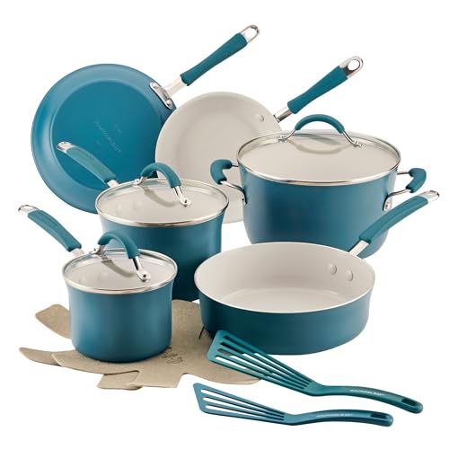 Cucina Ceramic Nonstick Cookware Pots and Pans Set (Marine Blue / 13 Piece Ceramic)