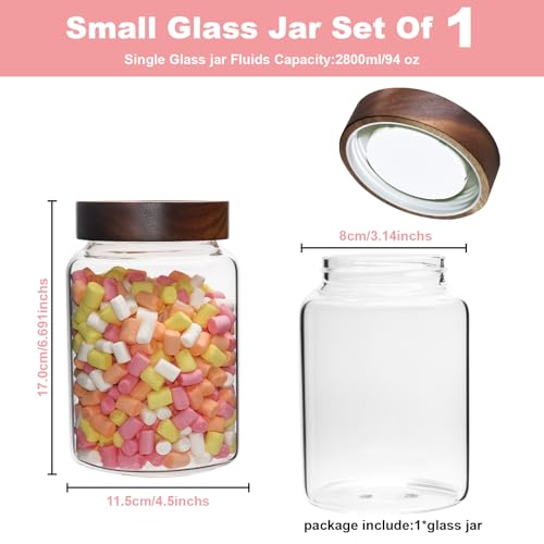 Airtight Glass Jars with Wooden Lid Round Spice Jar Clear Glass Food Storage Jar Canister with Screw Lid for Coffee Ground Bean Candy Pantry Sugar Tea Cookies Bath Salts (1200ml/40oz-1pack-A)