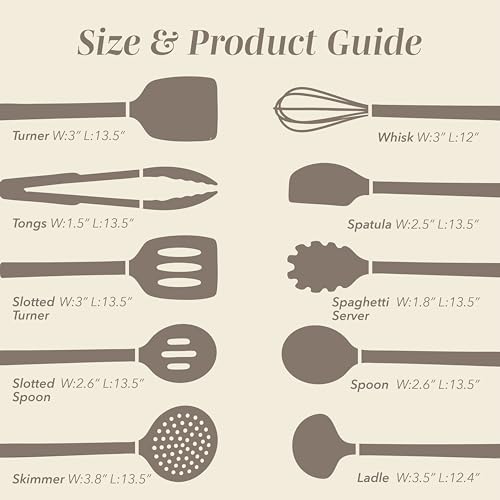 Silicone Cooking Utensils (Brown / 10 Pieces)