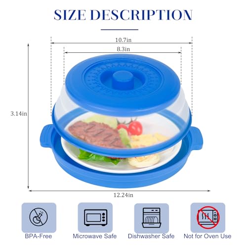 10.7 Inch Microwave Food Cover with Heat Insulation Mat (Dark Blue)